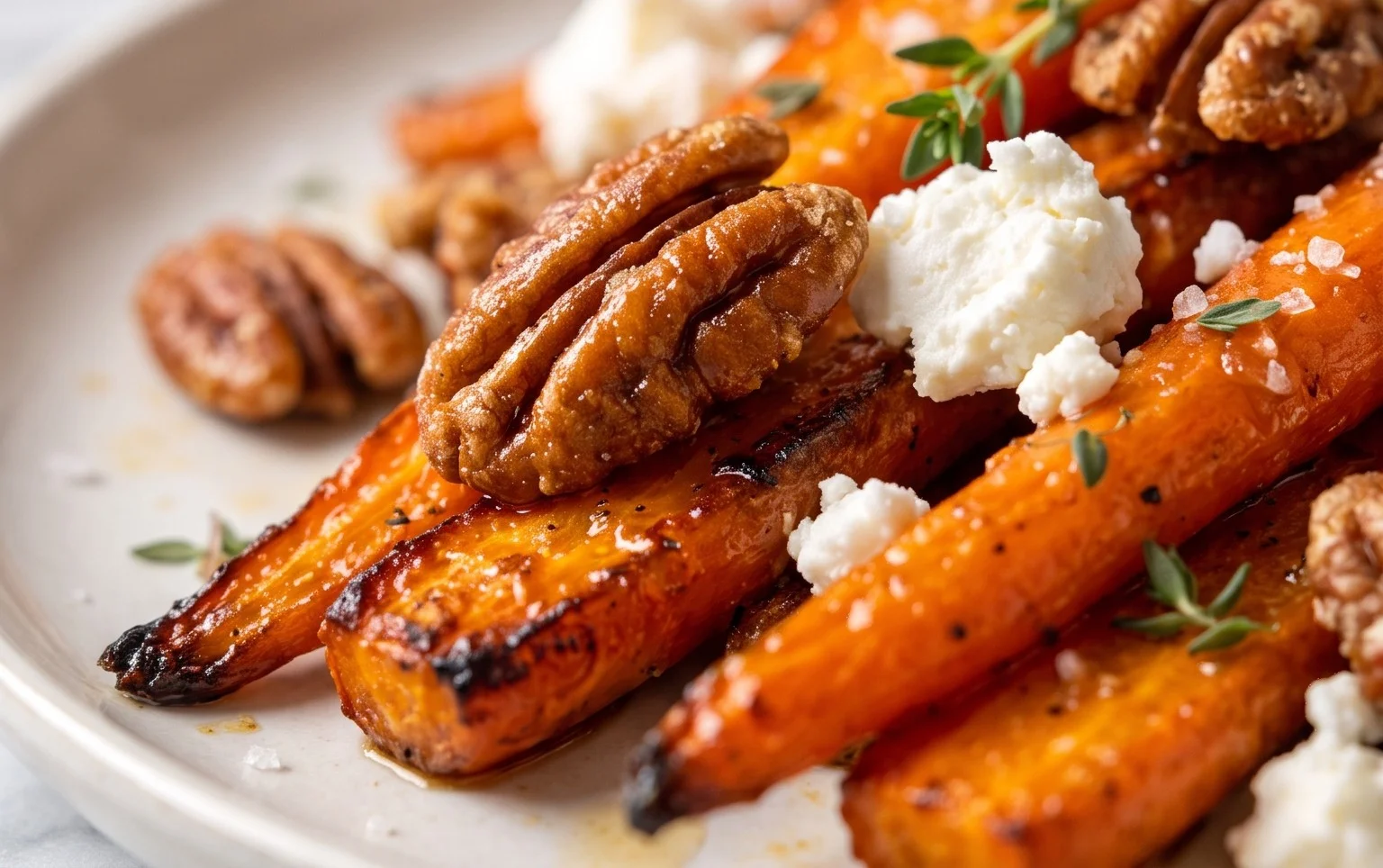 Roasted Carrots with Candied Pecan and Goat Cheese